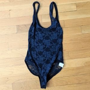 NWT American Apparel Navy Blue Lace Bodysuit